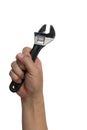 Man hand holding adjustable wrench Royalty Free Stock Photo