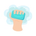 Man Hand Holding Bar Of Soap Icon Maintaining Royalty Free Stock Photo