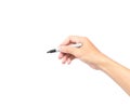 Man hand holding a black marker pen on white background Royalty Free Stock Photo