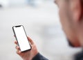 Man hand holding the black smartphone frameless Royalty Free Stock Photo