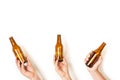 Man hand holding a empty bottle of beer Royalty Free Stock Photo