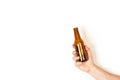 Man hand holding a empty bottle of beer Royalty Free Stock Photo