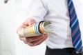 Man hand holding euro notes Royalty Free Stock Photo