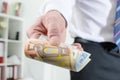 Man hand holding euro notes Royalty Free Stock Photo