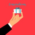 Man hand holding gift box Royalty Free Stock Photo