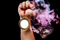 Man hand holding a gold medal Royalty Free Stock Photo