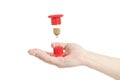 Man hand holding hourglass on white Royalty Free Stock Photo