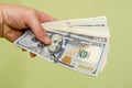 man hand holding money dollars Royalty Free Stock Photo