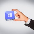 Man hand holding object. Window icon. Royalty Free Stock Photo