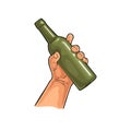 Man hand holding open beer bottle. Royalty Free Stock Photo
