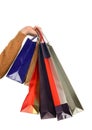 Man hand holding shopping bags. Royalty Free Stock Photo