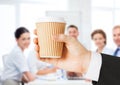 Man hand holding take away coffee Royalty Free Stock Photo