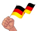 Man hand holding waving Germany flag
