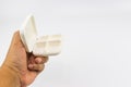 Man hand holding the white medicine box Royalty Free Stock Photo