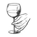 Man hand holding a wine glass Royalty Free Stock Photo