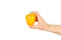 Man hand holding a yellow bell pepper Royalty Free Stock Photo