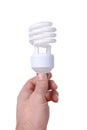 Man hand holds an energy saver bulb Royalty Free Stock Photo