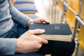 Man hand Holy Bible Royalty Free Stock Photo