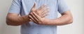 Man hand with numbness and pain in the palm of the hand has pain and tingling in the nerve endings. which is a side effect of