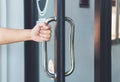 Man hand open the door Royalty Free Stock Photo