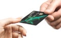 Man hand passing credit card Royalty Free Stock Photo