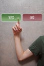 Man hand pressing yes button Royalty Free Stock Photo