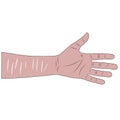 Man hand with scars on wrist after suicide attempt. isolated cartoon illustration