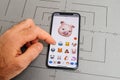 Man hand selecting suspicious Pig animoji emoji