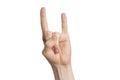 Man hand show rock sign, goat gesture isolated on white background Royalty Free Stock Photo