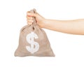 Man hand with small bag Royalty Free Stock Photo