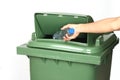 Man hand throwing away plastic Royalty Free Stock Photo