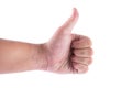 Man hand with thumb up isolated on white background. Like and Good gesturing theme Royalty Free Stock Photo