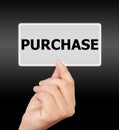 Man hand touching button purchase keyword. Royalty Free Stock Photo