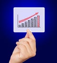 Man hand touching graph button. Royalty Free Stock Photo