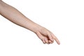 Man hand touching or pointing to something isolated on white background included clipping path Royalty Free Stock Photo