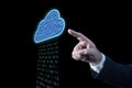 Man hand using AI chip cloud computing technology concept on virtual screen. Semiconductor or CPU processor. Artificial Royalty Free Stock Photo