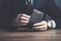 Man hand wallet and money on table