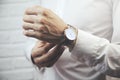 Man hand watch Royalty Free Stock Photo