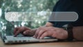 Man hand working on laptop computer and searching information data on internet networking Royalty Free Stock Photo