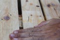 Man hand working on wood Royalty Free Stock Photo