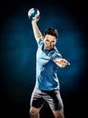 Man handball player isolated Royalty Free Stock Photo