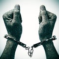 Man with handcuffs in his wrists Royalty Free Stock Photo