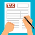 Man hands filling tax form Royalty Free Stock Photo