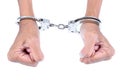 Man hands with handcuffs got arrested Royalty Free Stock Photo