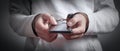Man hands handcuffs holding smartphone. Internet and Social Media addiction