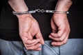 Man hands in handcuffs Royalty Free Stock Photo