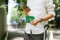 Man hands holding Vietnamese Passport. Ready for traveling Royalty Free Stock Photo