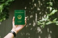 Man hands holding Vietnamese Passport. Ready for traveling Royalty Free Stock Photo