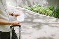 Man hands holding Vietnamese Passport. Ready for traveling. Royalty Free Stock Photo