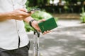 Man hands holding Vietnamese Passport. Ready for traveling. Royalty Free Stock Photo